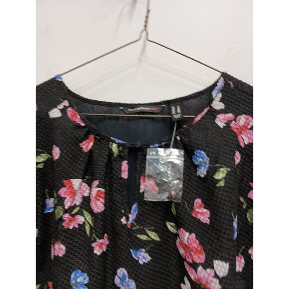 Isaac Mizrahi Live Womens Blouse Top Size 14 Black Floral Long Sleeve Whimsygoth - Picture 2 of 11